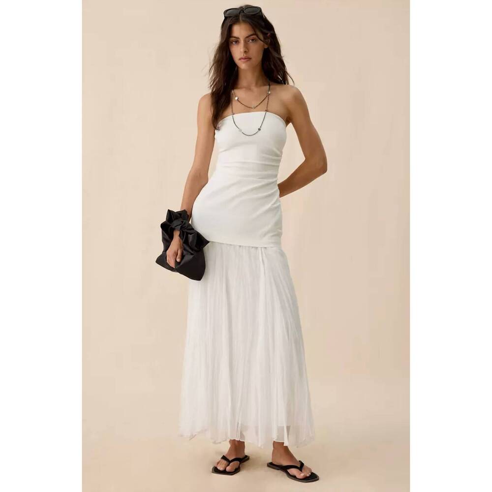 NEW ASTR yvonne mixed media strapless maxi dress in white - Picture 3 of 4